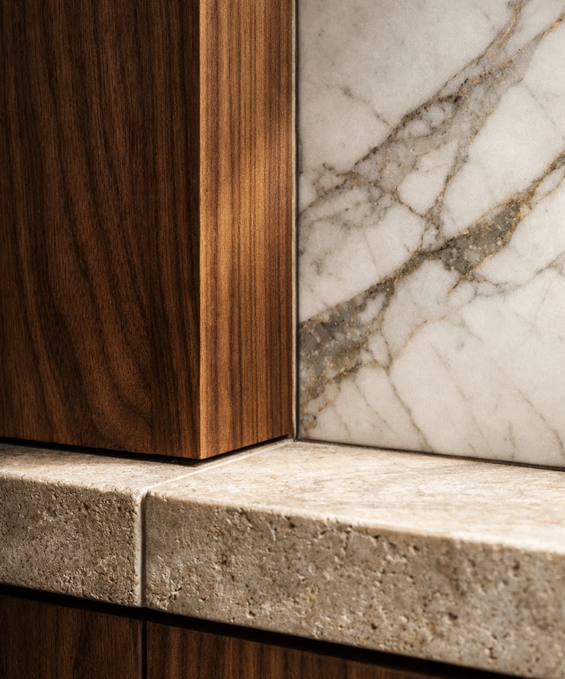 Détail de bois et pierre dans une rénovation intérieure