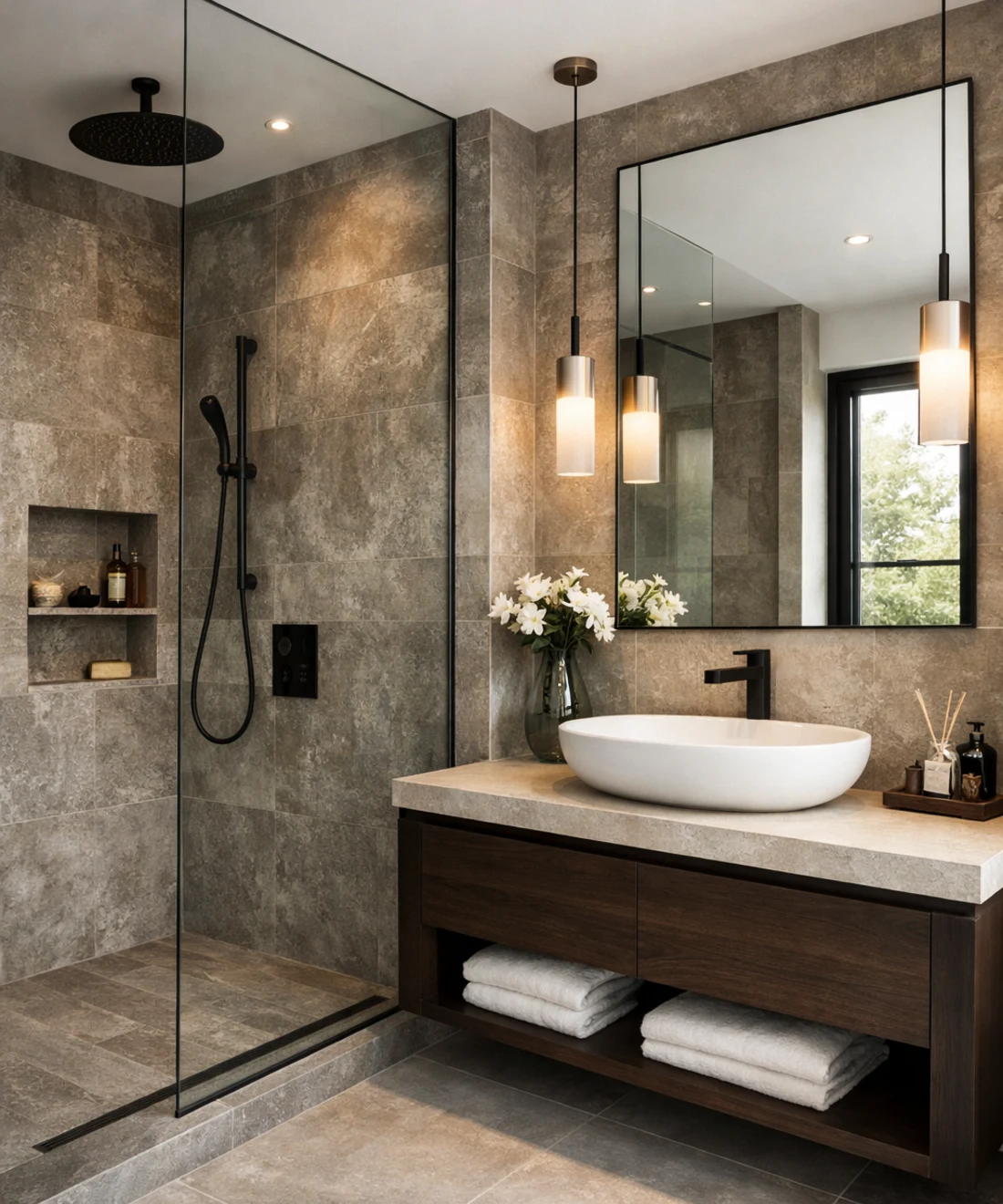 Salle de bains contemporaine rénovée